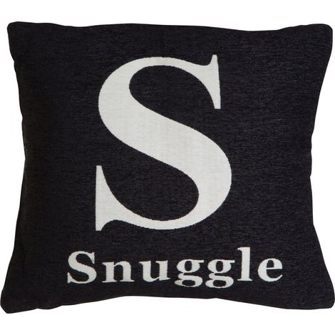 Premier Housewares Words 'Snuggle' Black Cushion
