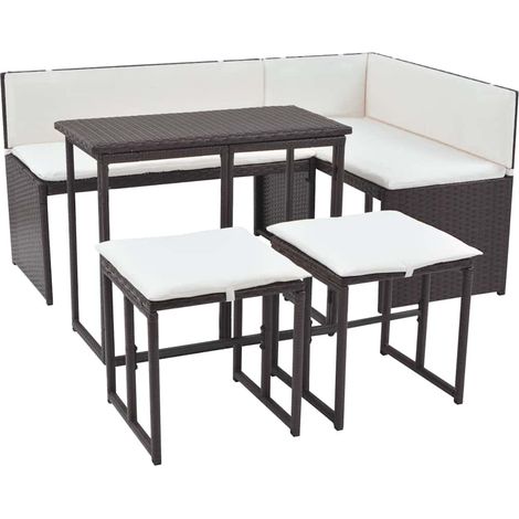 Maison Exclusive - Set da Giardino 5 pz Pieghevole in Acciaio e Polyrattan Marrone (1/5)