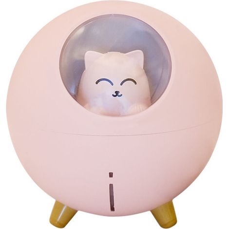 Chat Pet Multi-Mode Coloré LED Veilleuse Petit Mini Spray USB Humidificateur Bureau Bureau Dessin Animé Atmosphère Lumière Décompression Cadeau (1/4)