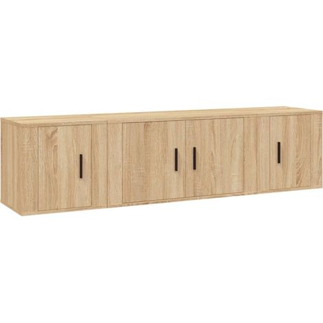 Conjunto de muebles mueble aparador TV televisión salón dormitorio 3 piezas madera de ingeniería roble sonoma marrón 020024616