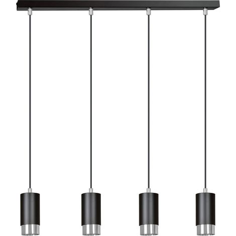 Lampada a Sospensione Fumiko, Acciaio verniciato a polvere, Nero, Cromo, 60x100x6 cm (1/5)
