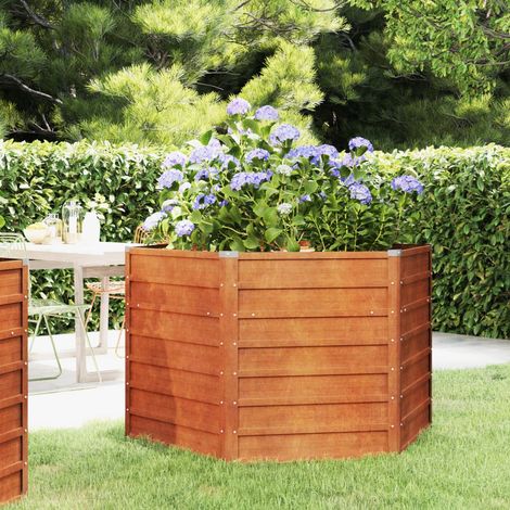 Lit surélevé de jardin,Jardinière,Pot de Fleurs rouillé 129x129x77 cm acier corten XZZZ797863 (1/5)