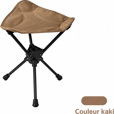 Chaise trépied pliante rotative de camping kaki en alliage d'aluminium avec sac bandoulière réf 5394 35 × 12 × 12 cm 630 g – Livraison gratuite