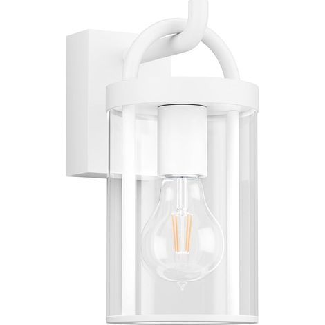 Applique Murale Vintage Exterieur, Blanc, Lampe Murale Industrielle, Applique Mural Rétro, Lampe Exterieur Murale Aluminium, Pour Patio Jardin Balcon, Douille E27, IP44, Sans Ampoule (1/5)