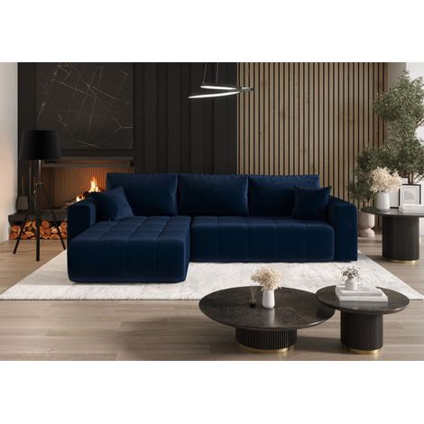 Ecksofa Schlafsofa CAMILA Stoff Monolith Dunkelblau Ottomane Links (1/4)