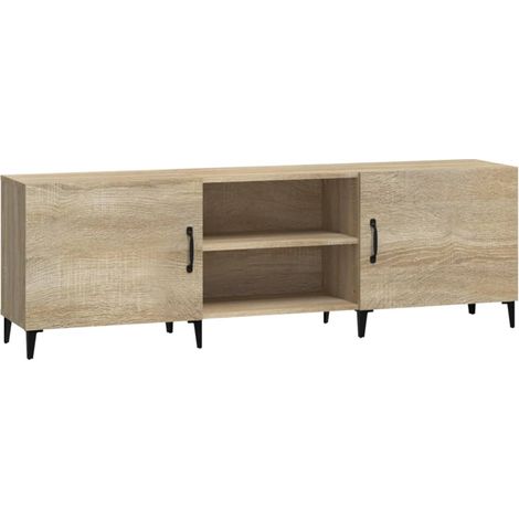 Mobile TV multimediale scaffale per televisione televisore buffet sala da pranzo soggiorno camera da letto rovere Sonoma 150 x 30 x 50 cm pannelli in MDF marrone (1/5)