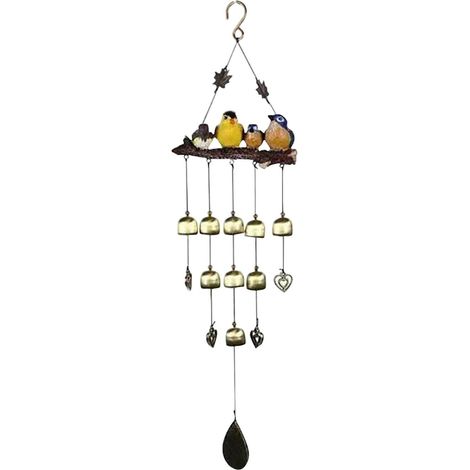 Cloche À Vent Oiseaux - En Résine - Décoration Extérieure Pour Jardin Terrasse Balcon - 1 Pièce