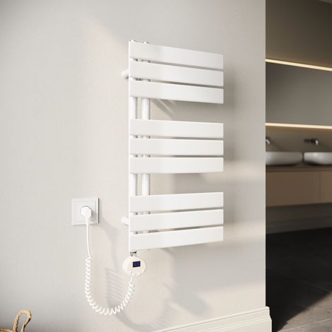 SONNI Radiador Toallero 760x400mm Toallero Baño Radiador con Termostato Elemento Calefactor y Función de Temporizador Conexiones Laterales 400W Blanco (1/5)