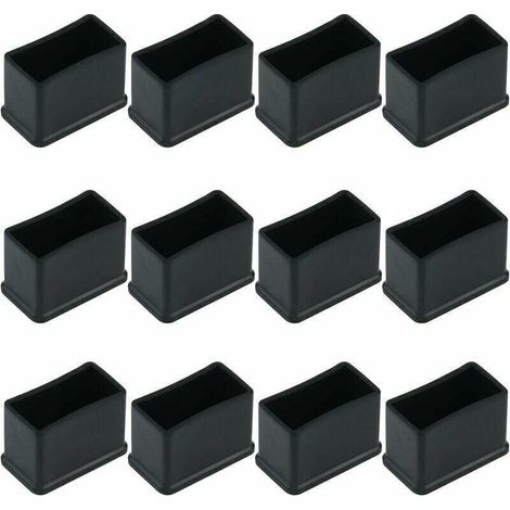 Lot de 12 Embouts de Protection Rectangulaires en Feutre de Caoutchouc pour Pieds de Table ou de Chaise - Noir, 15 x 30 mm. (1/4)
