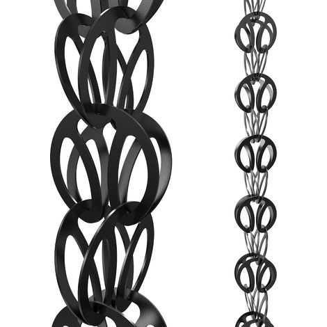 Rain Chains Direct Boucle Moderne de 2,6 m de Long, Aluminium, revêtement en Poudre Noire, Remplacement Fonctionnel et décoratif p (1/5)