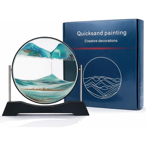 Image de sable 3D ronde en verre - 30,5 cm - Rotatif - Objet avec vert fin pour salon, bureau et café - Images de sable à tourner à 360 ° - Réversible - Verre très transparent pour décoration de (1/5)