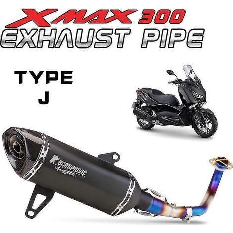 Pot d'échappement en acier inoxydable pour moto, silencieux d'échappement pour Xmax300 250, Xmax 300, X Max250 (TYPE-J) (1/5)