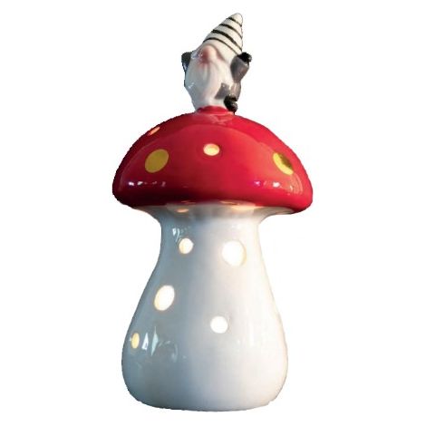 Porta Candele Bosco Incantato Fungo con Gnomo T-Light 22 cm