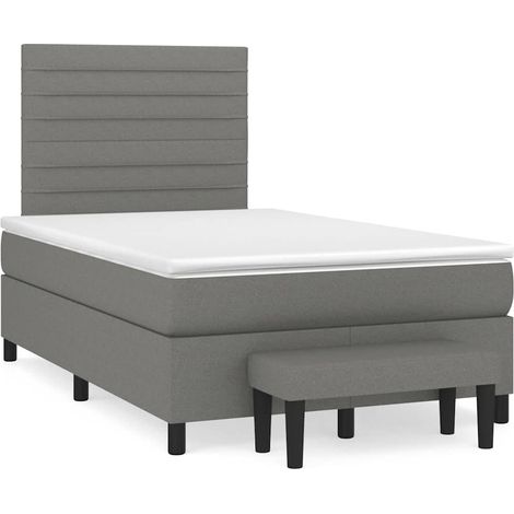 Boxspringbett mit Matratze Dunkelgrau 120x190 cm Stoff