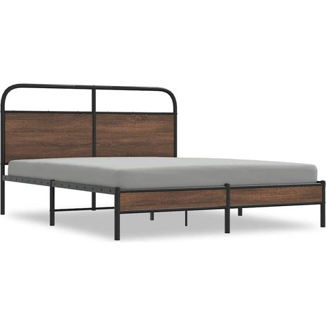 Lit double Lit adulte Cadre de lit sans matelas 150x200 cm chêne marron (1/5)