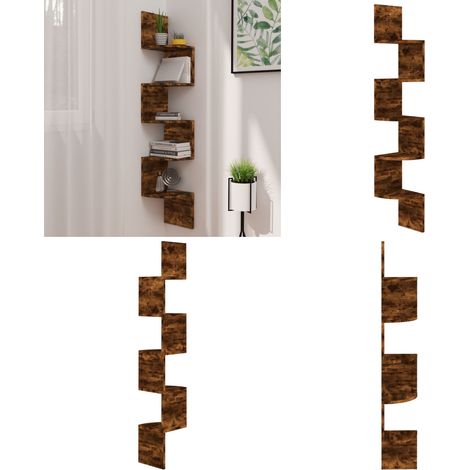 Wand-Eckregal Räuchereiche 19x19x123 cm Holzwerkstoff - Wandregal - Eckschrank - Deko Regal - Holzregal - Wohnzimmerdeko - Home & Living (1/5)