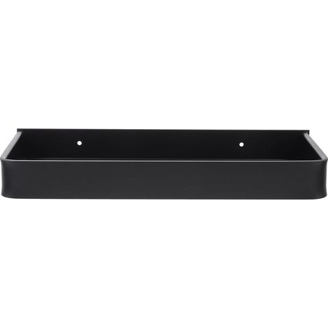 Étagère de rangement salle bain en aluminium noir, 30 cm, sans perçage, organisateur mural (1/5)