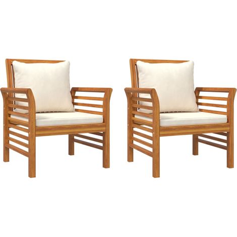 Maison Exclusive - Sillones con cojines blanco crema 2 uds madera (1/5)