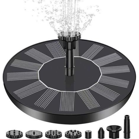 Outdoor Floating Solar Fountain Pump with 6 Nozzles for Bird Bath, Aquarium, Garden Fountain (1.5W) (1/4)