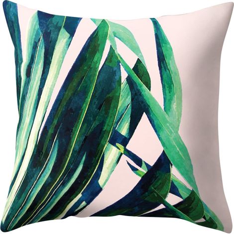 Taie D Oreiller - Feuilles De Succulente - Polyester Lin Artificiel - Pour Canapé Chaise Lit Voiture Bureau - 45 x 45 cm - 1 Pièce