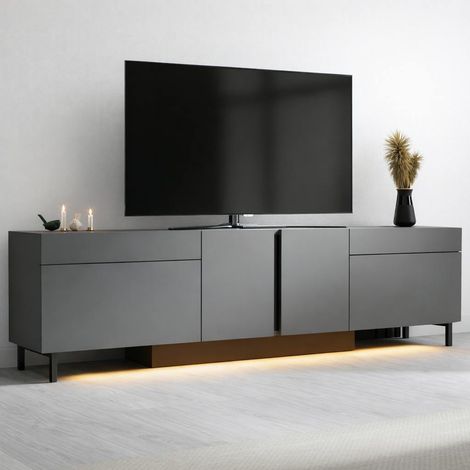 Meuble TV 4 portes gris foncé LED à télécommande AURA (1/5)