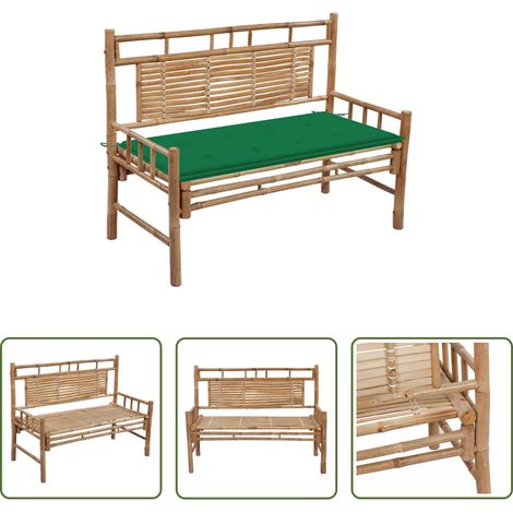 Bambusbank - Gartenbank mit Auflage 120 cm Bambus (1/5)