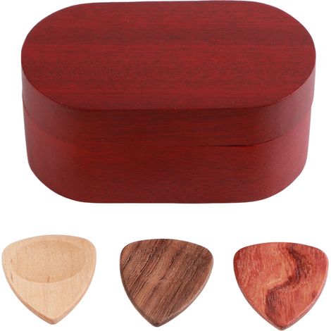 Écrin en bois massif pour médiators de guitare, coffret de rangement pour accessoires d'instrument, étui cadeau pour médiators. (1/5)