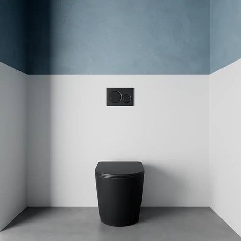 Vaso WC rimless filomuro in ceramica nero opaco con sedile soft close Vienna (1/5)