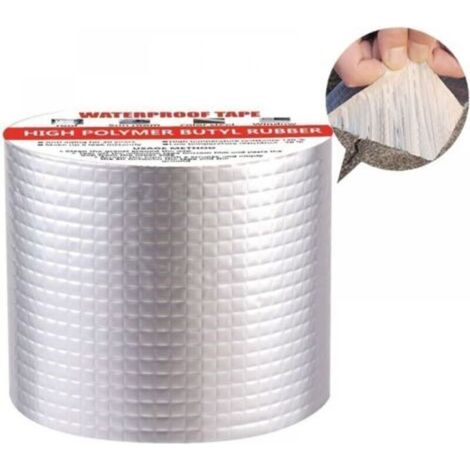 Ruban d'étanchéité autocollant - En caoutchouc butyle - En film d'aluminium - Pour fuite de toit, fissures de surface, rebord de fenêtre (10 cm x 5 m) (1/4)