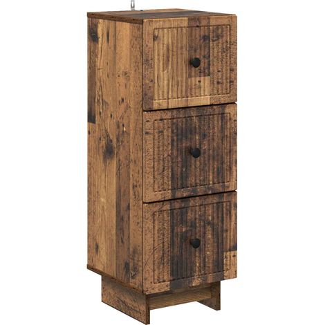 vidaXL  Drawer Cabinet  Old Wood 33 x 34.5 x 90 cm Engineered Wood