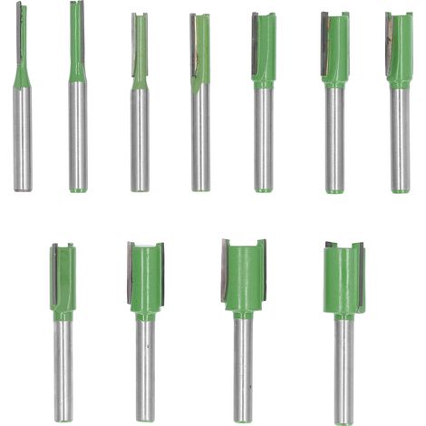 Mèches de toupie à tige de 6mm, en alliage d'acier au tungstène, mèche droite simple à Double cannelure pour couper la sculpture, 11 pièces (1/5)