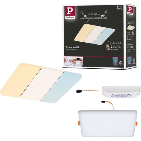 Panneau LED spots encastrés VariFit IP44 White Switch 185x185 mm carré incl. 1x14 watts plafonnier transparent plastique 3000 K (1/5)