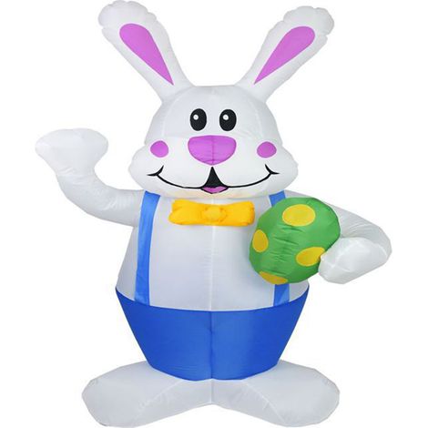 Aufblasbarer LED-Leuchthase für Ostern, 1,9 m - Bunte Außendekoration für Garten und Rasen