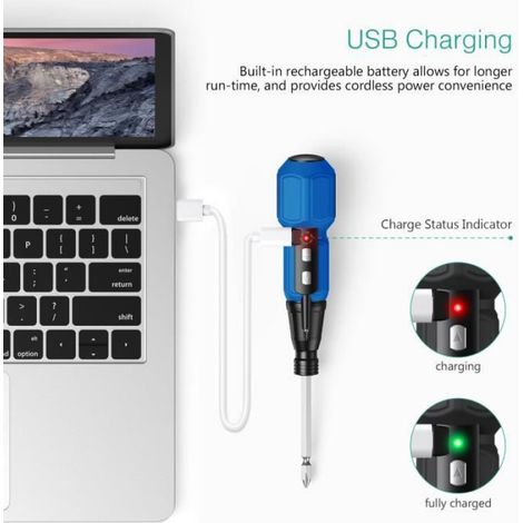 Visseuse Sans Fil - Tournevis électrique rechargeable avec LED intégrée - Bleu (1/4)