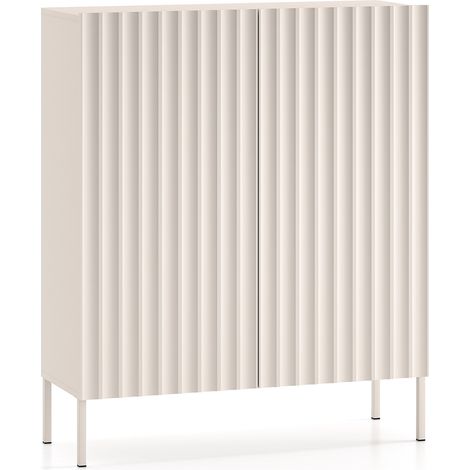 Selsey Derriva - Highboard mit geriffelten Fronten, hellbeige, 100 cm (1/5)