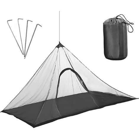 Moustiquaire: 1 Pièce Moustiquaire de Camping, Imperméable, Léger, pour Extérieur, avec Fermeture Éclair, Sac de Transport, Clous Affûtés, Noir (220x120x100cm) (1/5)