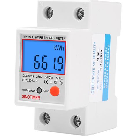 Monobloc DDS6619-012LCD affichage rétro-éclairé rail monophasé électronique multifonction compteur numérique 5-80A 230V-7.83.56.5cm (1/4)