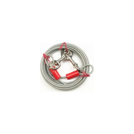 Câble d'attache pour chien, 10 m, blanc, 5 mm, avec mousqueton double (1/5)