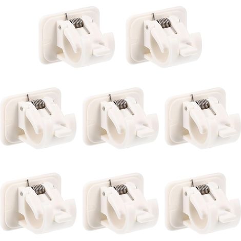 8 pièces Support Tringle Rideau sans Perçage Autocollant pour Fixation Barre Rideau Fenêtre Salle de Bain