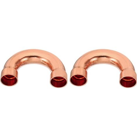 2pcs Raccord Coudé Cuivre pour Tuyaux Gaz, 19mm Raccord Tuyau d'Arrosage Durite Essence, Raccords Tuyauterie à Pression pour HVAC Climatisation Plomberie, Épaisseur 1mm - U Forme (1/5)