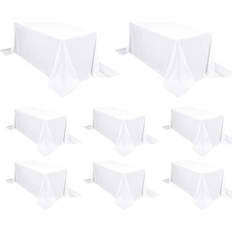 Lot de 8 Nappes Rectangulaires, Polyester 180 GSM, 229x335 cm, pour Tables 2,4 m, Mariage, Banquet