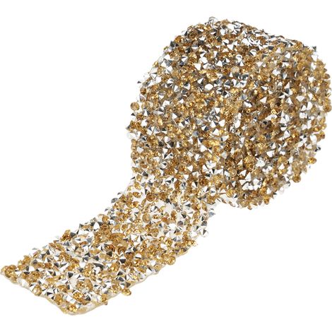Ruban Scintillant Maille Diamant Rouleau Strass Cristal Décor Mariage (Jaune Cristal) (1/5)