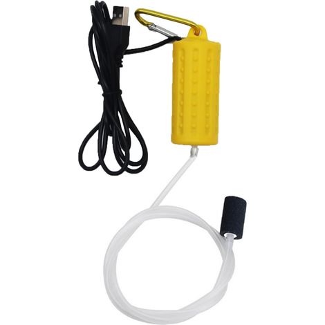 Mini pompe à air d'aquarium USB - Pompe à oxygène silencieuse - Économie d'énergie - Bubbler d'oxygène avec pierre à air et tuyau en silicone à sortie unique - 1 W