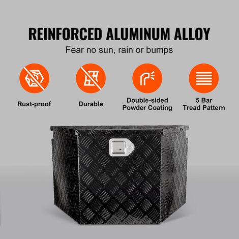 Coffre bagagier remorque alu anti-corrosion serrure clés, coffre outil plateau avant utilitaire 99,1x41,9x30,5 cm pour camping-car pick-up (1/5)