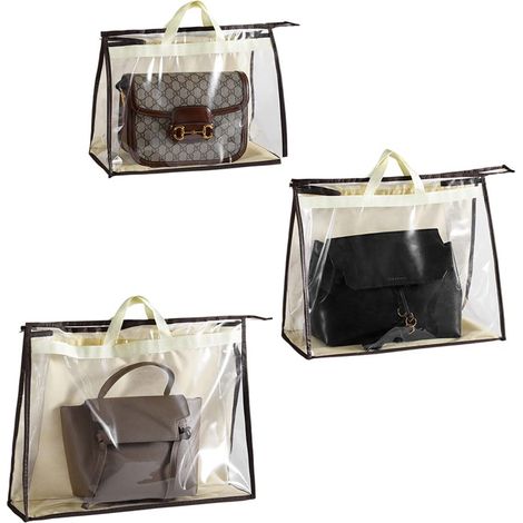 3 Pièces Sac à Poussière Organisateur Sac de Rangement Transparent en PVC Sac Rangement Transparent Sac Main Poussière Sac de (1/4)