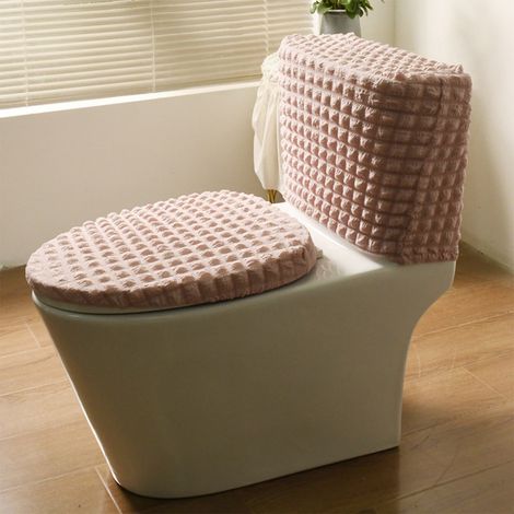 Couvre-Abattant Toilette Divisé - Modèle Réservoir Haut - Tissu Élastique - Universel Saison Toute - 1 Pièce (1/5)