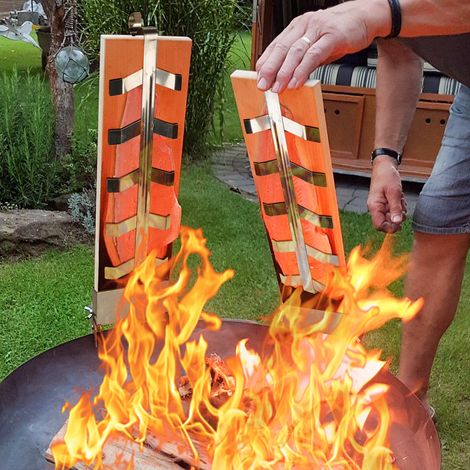 Randaco Flammlachsbrett 2er Set Flammlachs Edelstahl Halterung Brett Lachsbretter