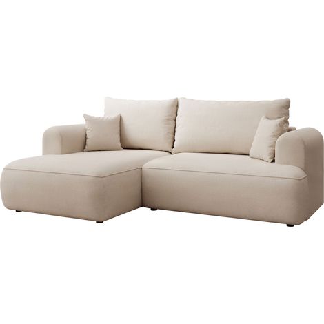 Selsey Ovo Mini - Eckschlafsofa linksseitig mit Stauraum, Easy-Clean-Chenille-Bezug, creme (1/5)