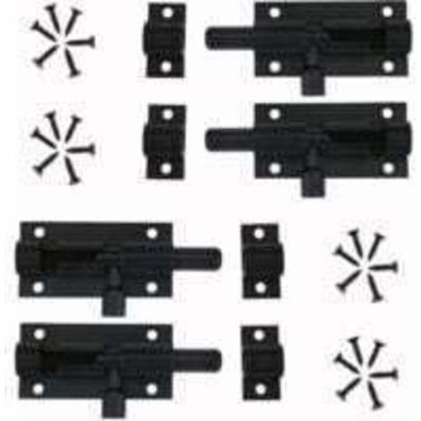 4 Pièces Verrou Targette de Porte, Loquet de Porte à Boulon Loquet Coulissant En Alliage D'aluminium Noir Loquet et Targette Avec Vis, pour Portail de Jardin, Cabanon, Fenêtres, Pièces I (1/4)