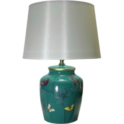 39cm Table Lamp and Shade - Ceramic - L23 x W23 x H39 cm